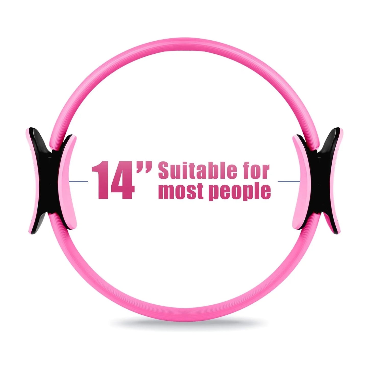 Pilates Ring 15" Fitness Circle - Lightweight & Enduring Foam Padded Handles | Flexible Resistance Exercise Equipment for Toning Arms, Thighs/Legs & Core, Black