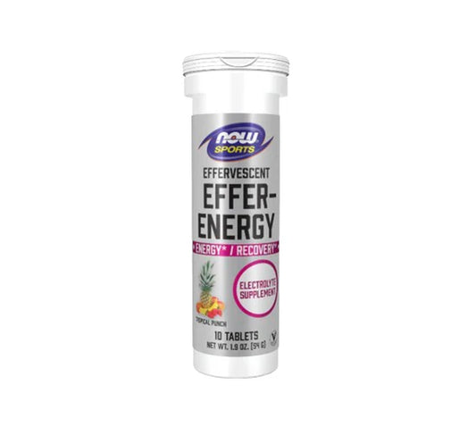 NOW Foods Sports Nutrition, Effervescent Effer-Energy, Electrolyte Supplement, Energy*/ Recovery*, Tropical Punch, 10 Tablets
