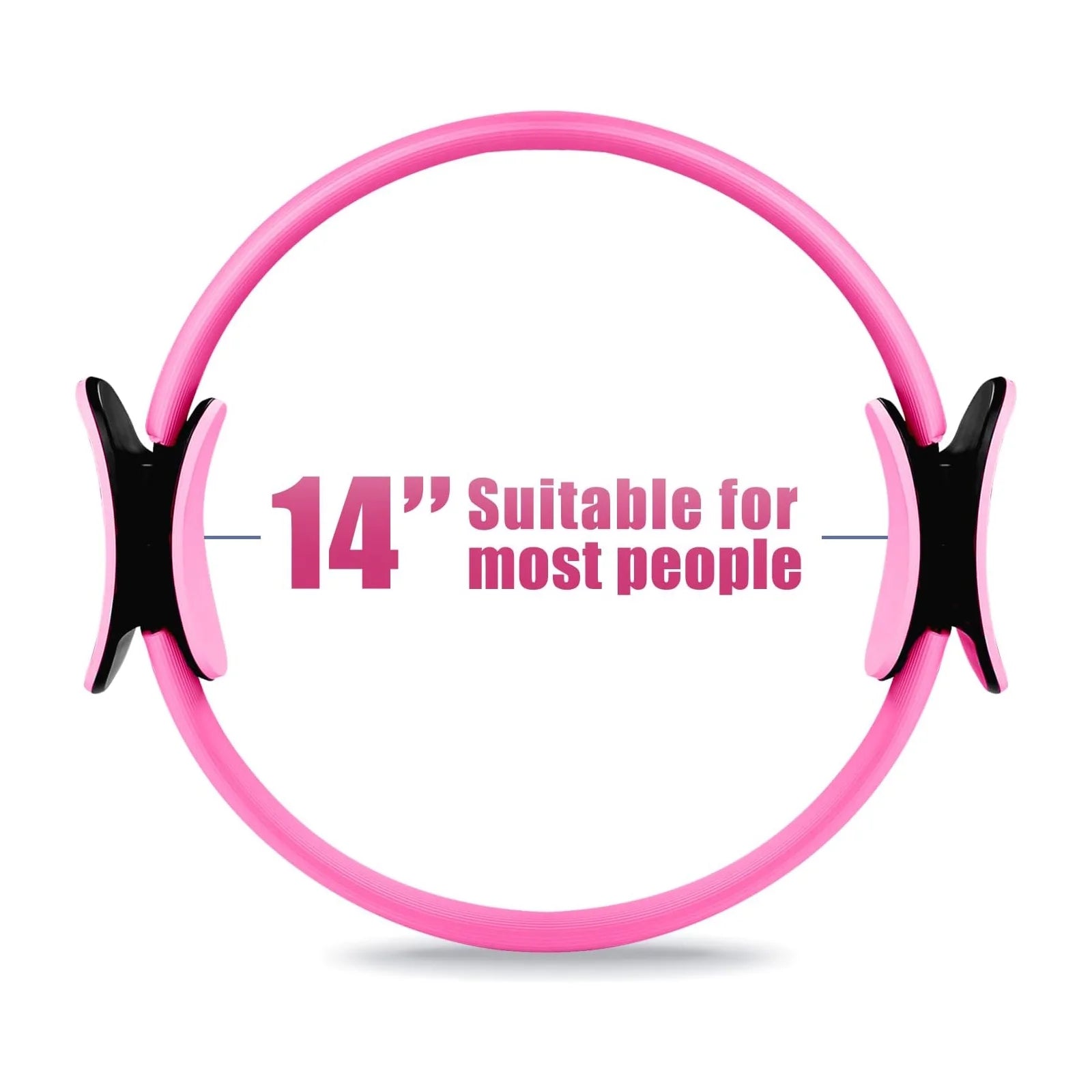 Pilates Ring 15" Fitness Circle - Lightweight & Enduring Foam Padded Handles | Flexible Resistance Exercise Equipment for Toning Arms, Thighs/Legs & Core, Black