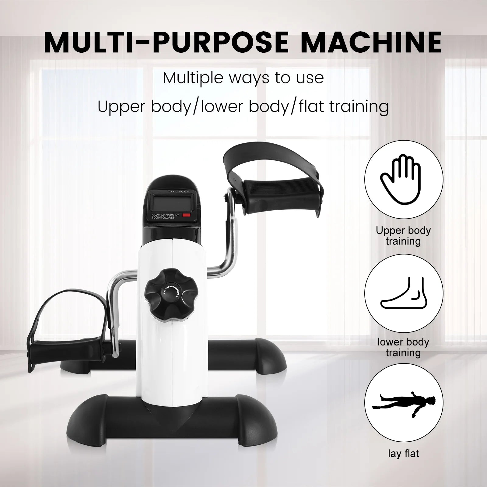Under Desk Exercise Bike,Stationary Foot Pedal Exerciser,Portable Mini Exercise Bike with LCD Screen Displays for Leg/Arm Fitness and Health,White