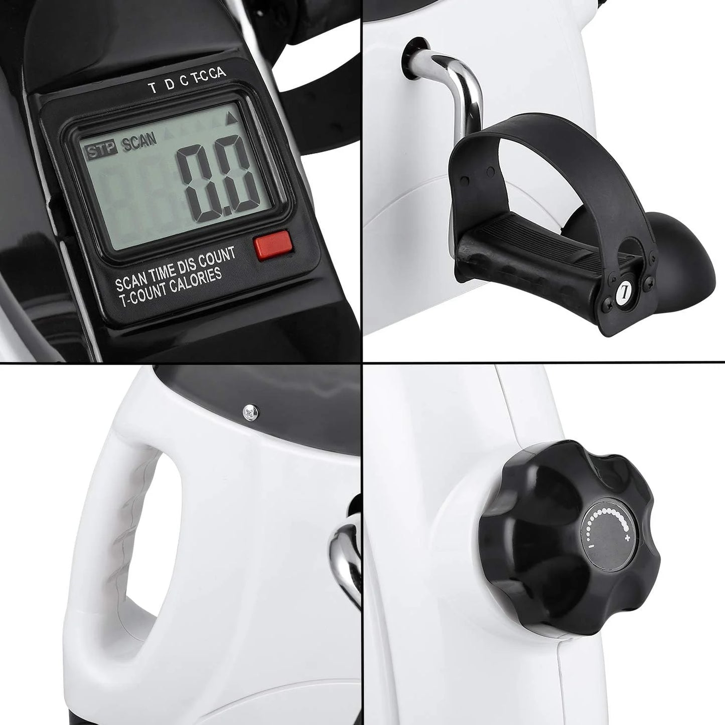 Under Desk Exercise Bike,Stationary Foot Pedal Exerciser,Portable Mini Exercise Bike with LCD Screen Displays for Leg/Arm Fitness and Health,White