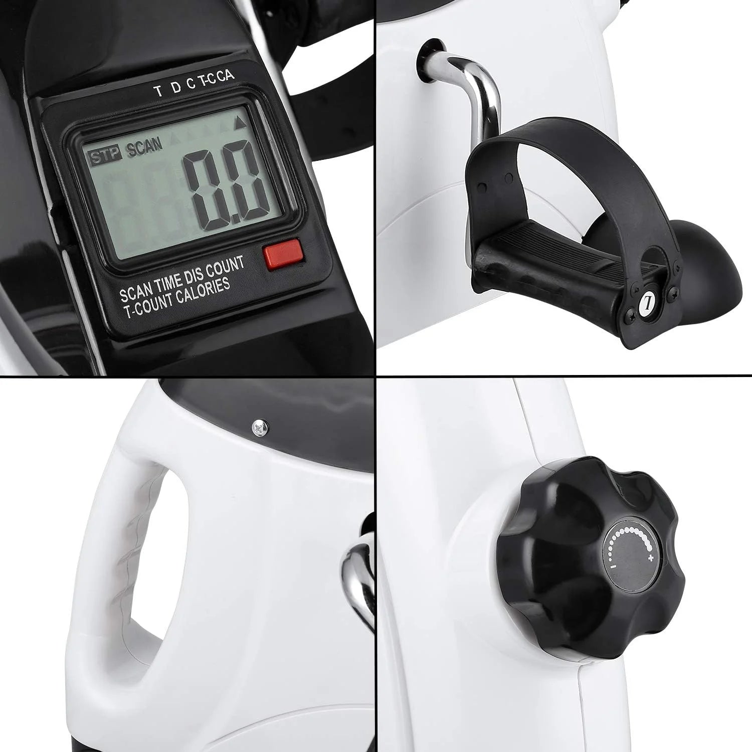 Under Desk Exercise Bike,Stationary Foot Pedal Exerciser,Portable Mini Exercise Bike with LCD Screen Displays for Leg/Arm Fitness and Health,White