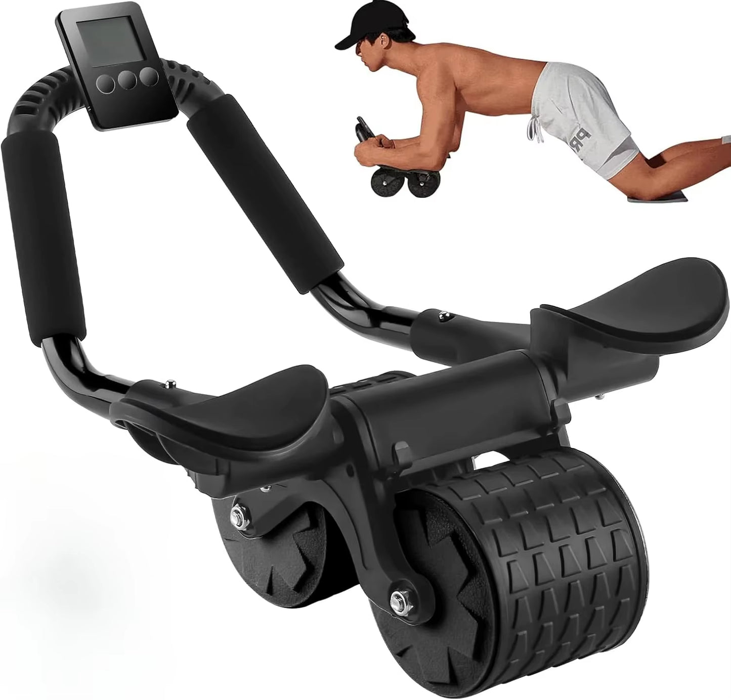 Elbow Support Automatic Rebound Abdominal Wheel Core Muscle Ab Trainer with Counter Display Fitness Exercise Roller Wheel