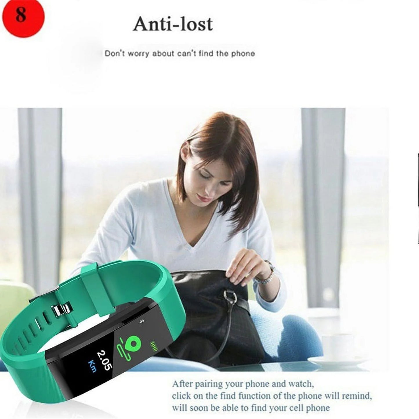 Fitness Tracker Heart Rate Monitor Sleep Tracker Unisex Green Smart Fitness Band, 0.96"