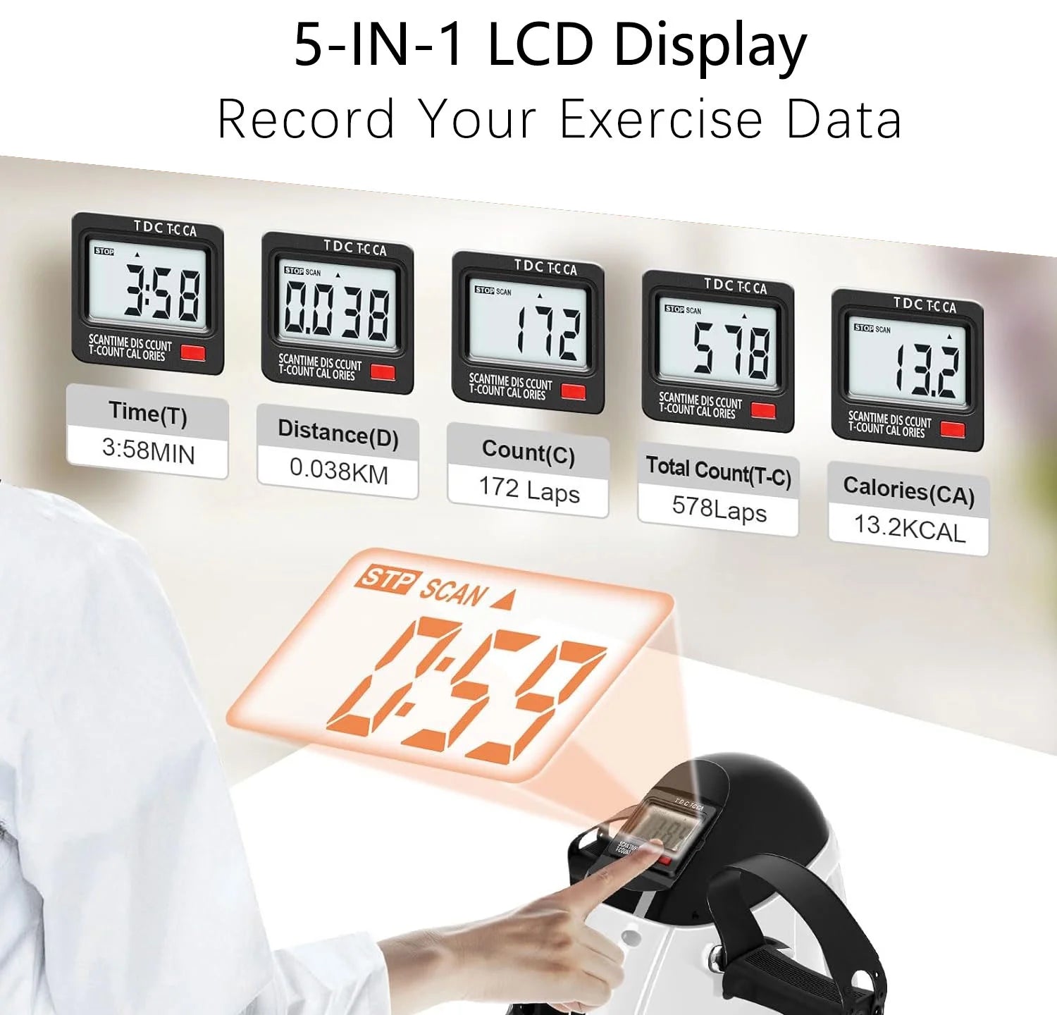 Under Desk Exercise Bike,Stationary Foot Pedal Exerciser,Portable Mini Exercise Bike with LCD Screen Displays for Leg/Arm Fitness and Health,White