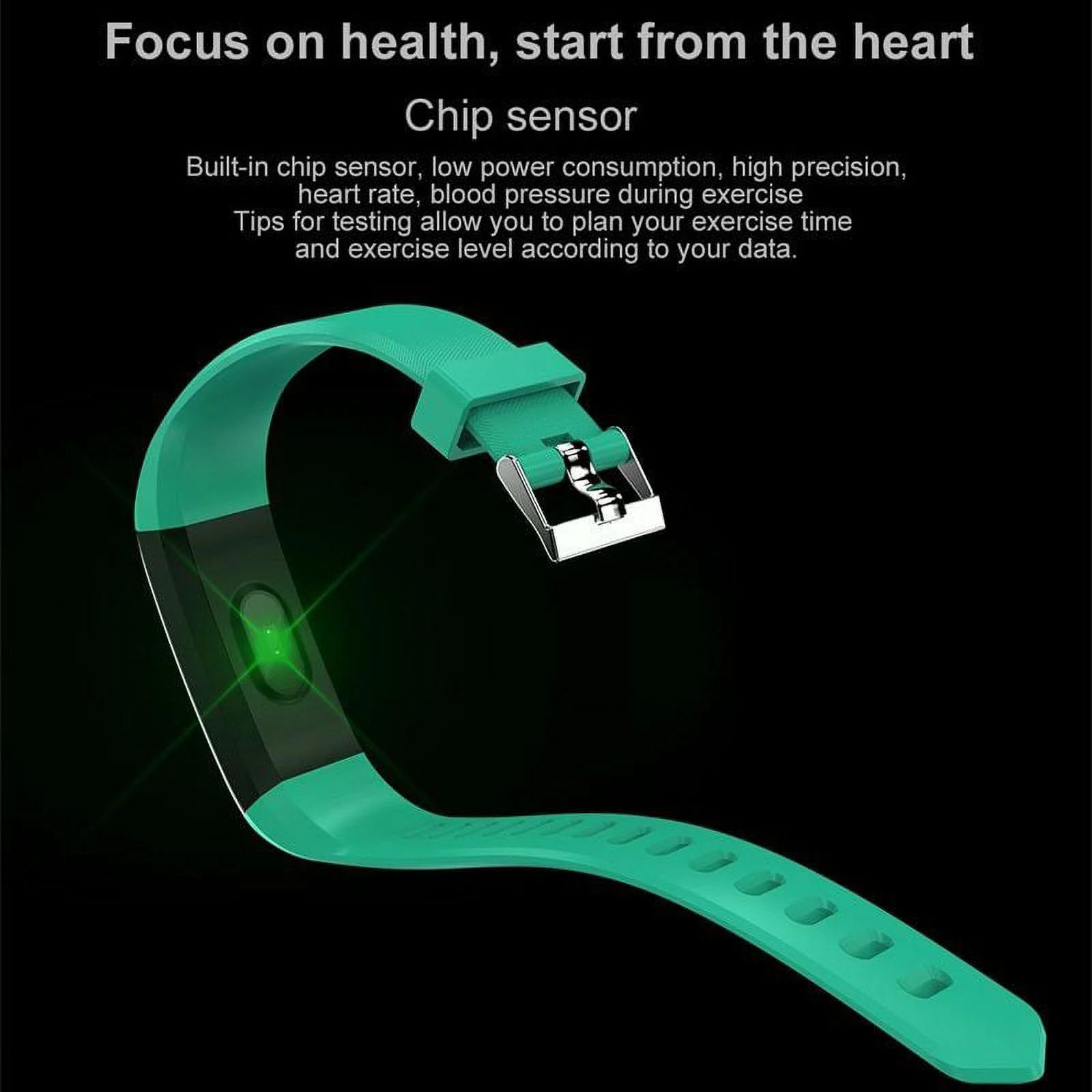 Fitness Tracker Heart Rate Monitor Sleep Tracker Unisex Green Smart Fitness Band, 0.96"