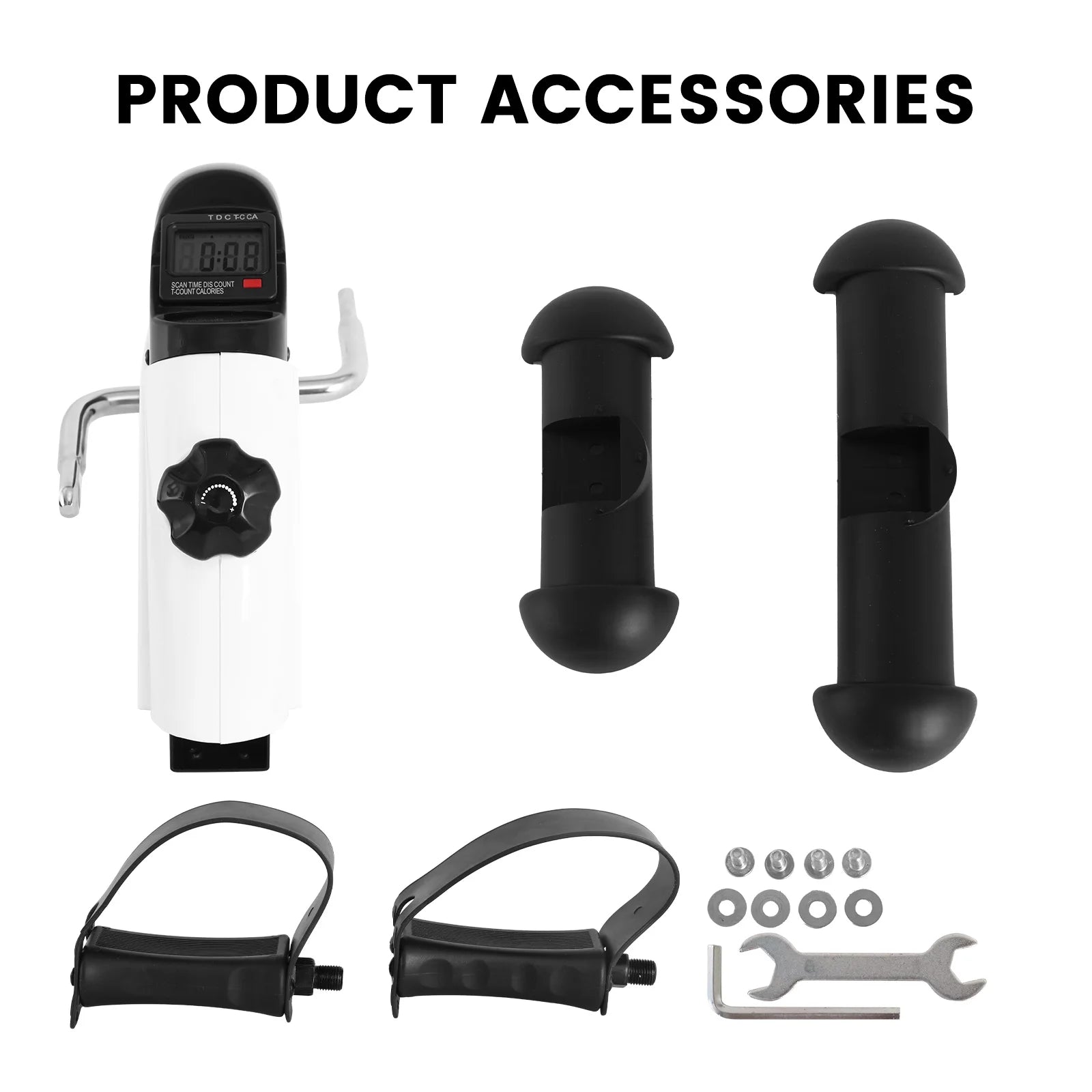 Under Desk Exercise Bike,Stationary Foot Pedal Exerciser,Portable Mini Exercise Bike with LCD Screen Displays for Leg/Arm Fitness and Health,White